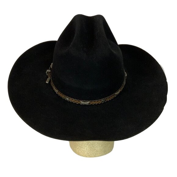 Justin Weston Black Fur Felt 6x Cowboy Hat By Milano Hat Co Size 7-1/8 Western - Picture 4 of 12